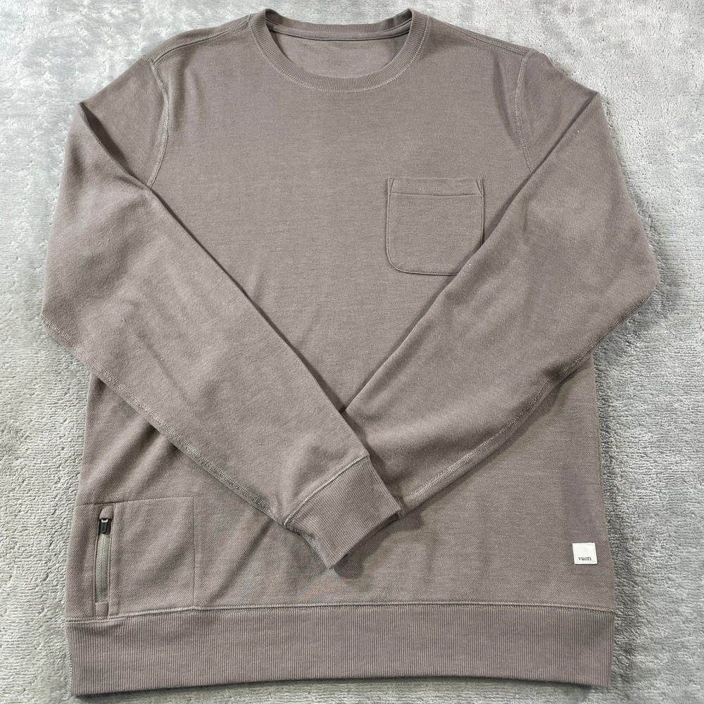 Vuori Jeffreys Pullover Sweatshirt Mens Medium Tan Pocket Light Casual V218